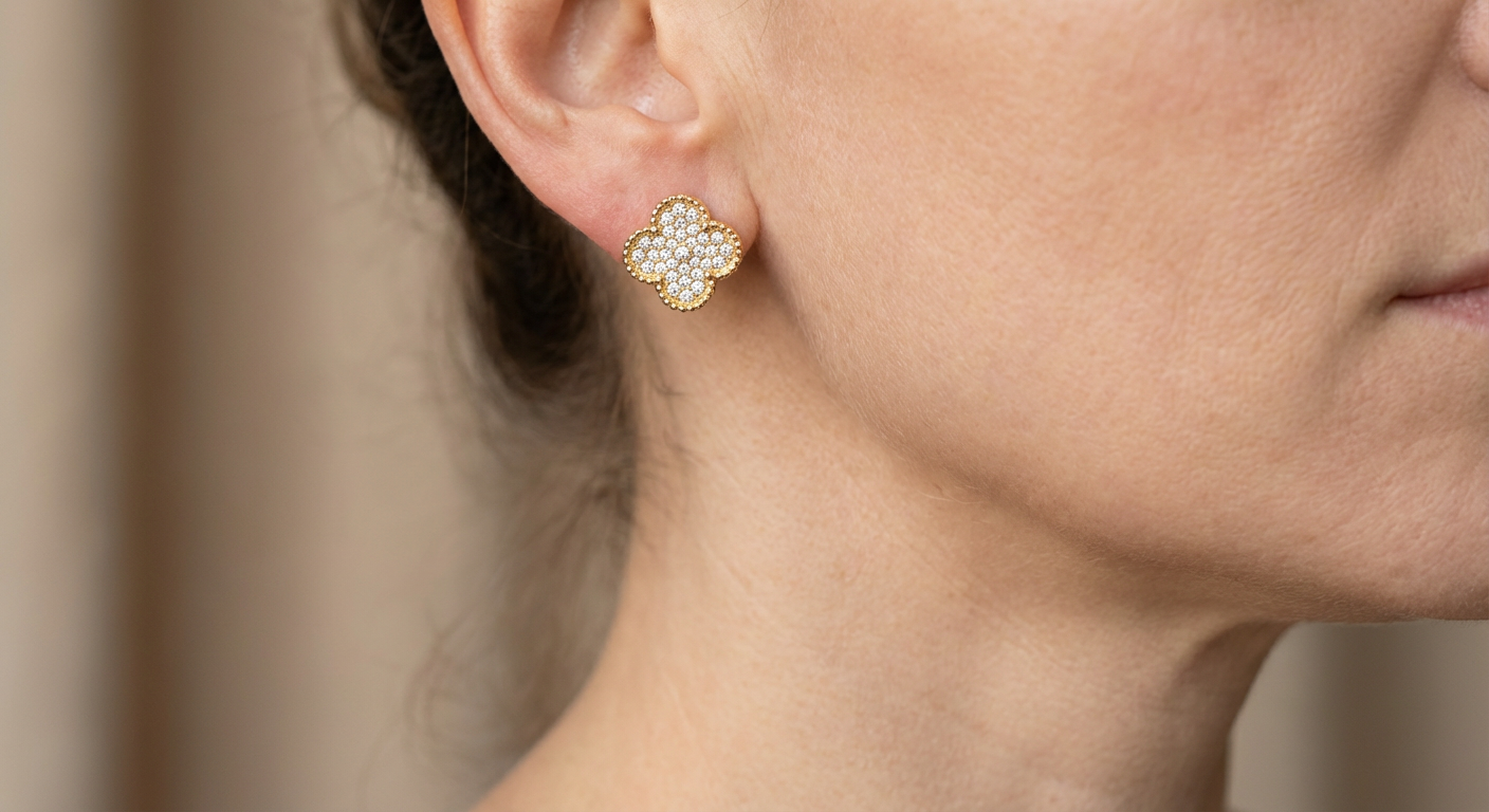 Boucles Trèfle Pavé Doré