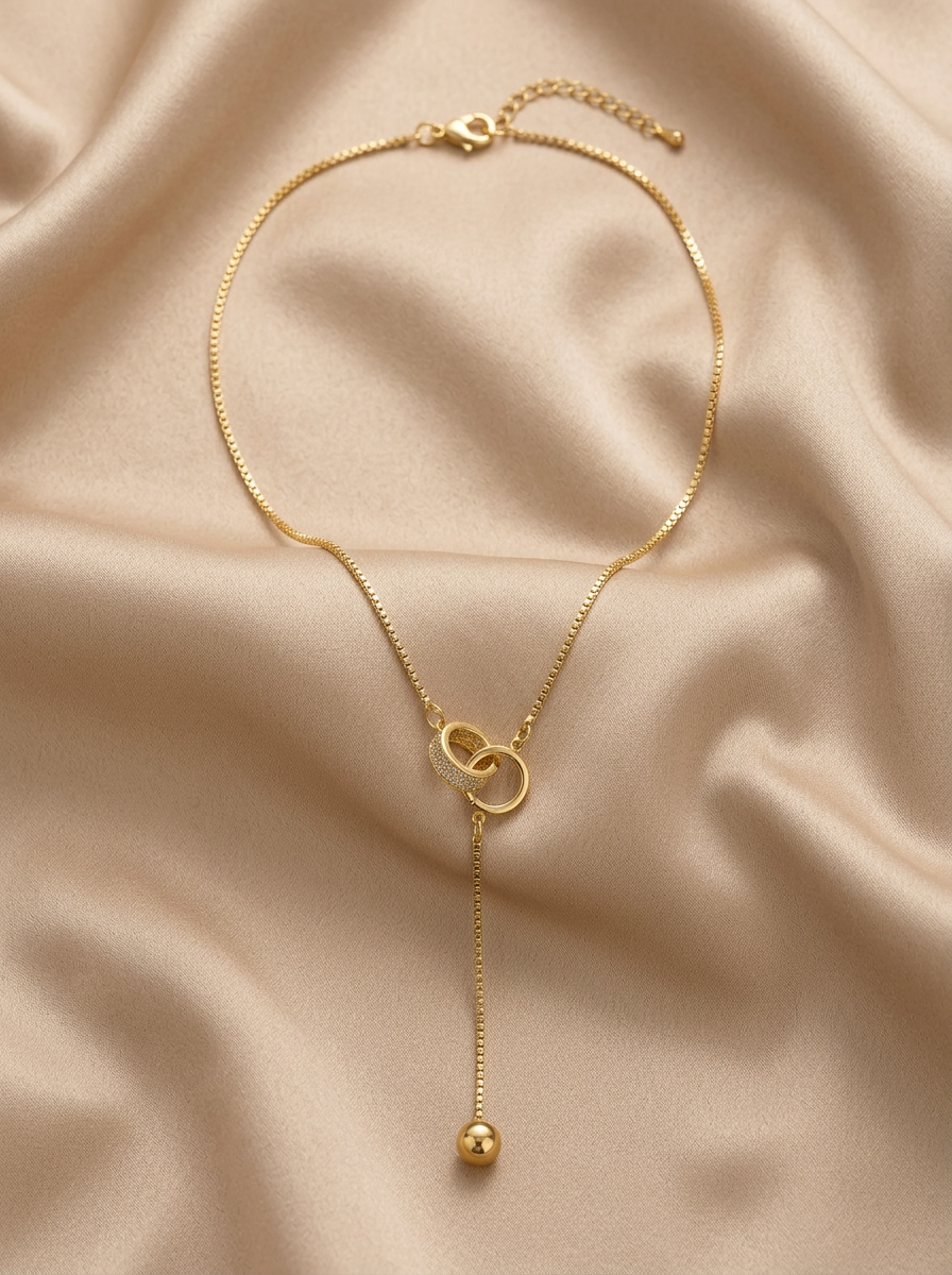 Collier Lariat Anneaux Doré