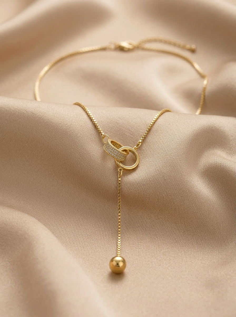Collier Lariat Anneaux Doré