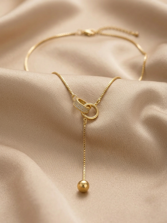 Collier Lariat Anneaux Doré