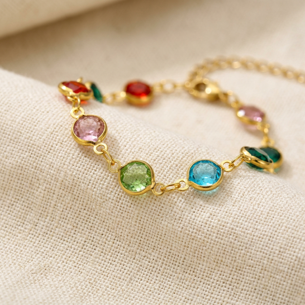 Collier Cheville Pierres Multicolores Détail