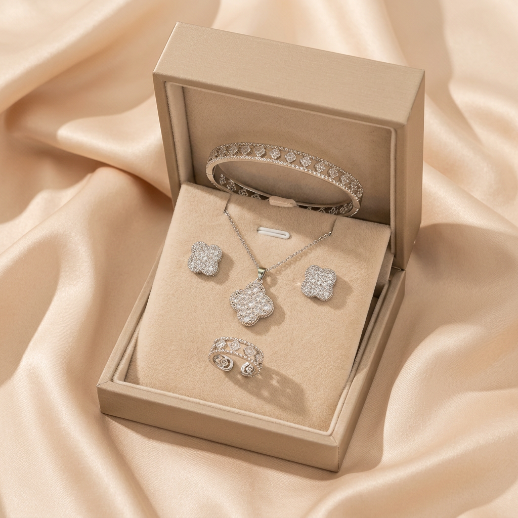 Set Trèfle Argent Écrin