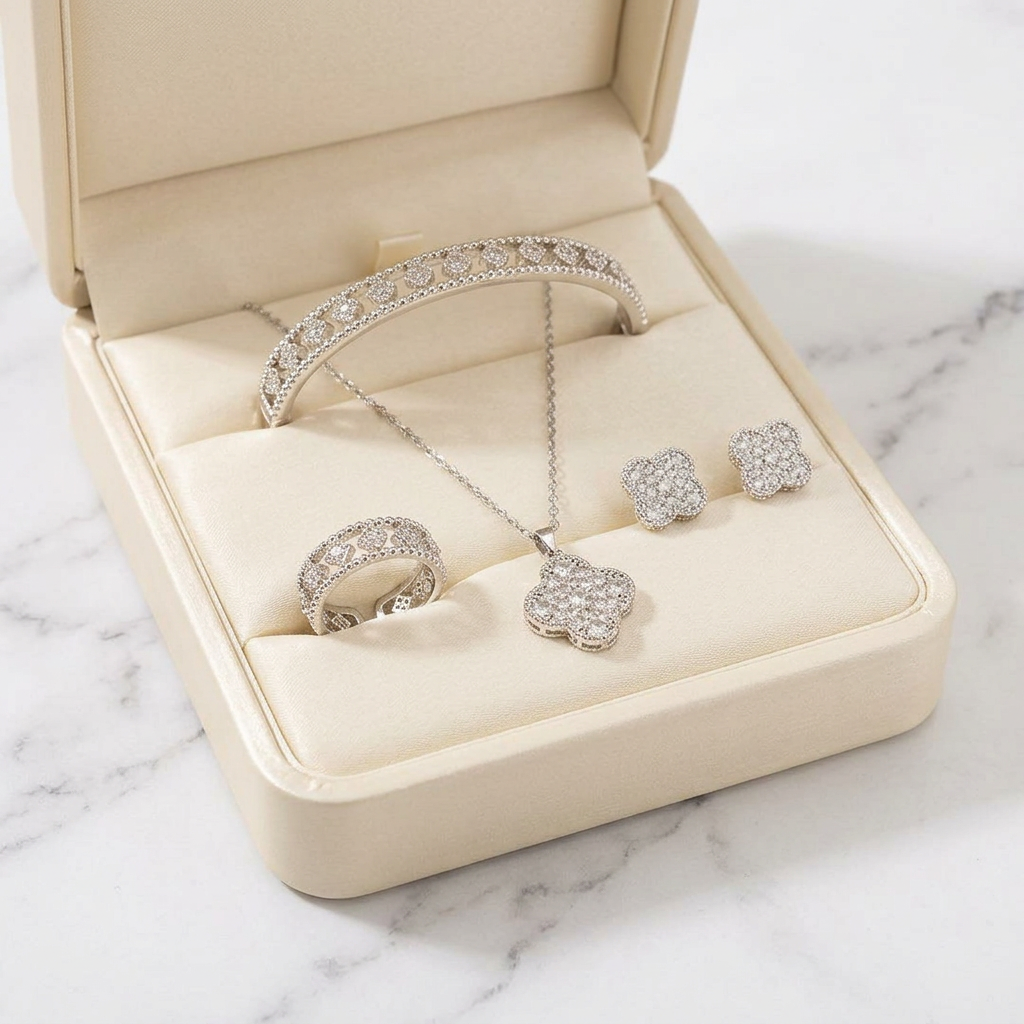 Set Trèfle Argent Écrin